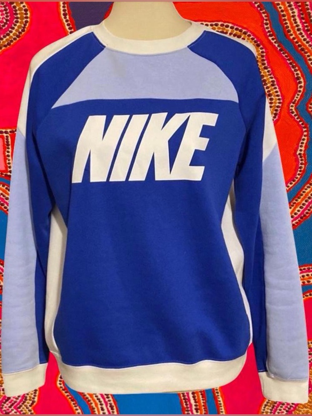 Nike Royal Blue & Light Blue Colorblock Crewneck Sweatshirt